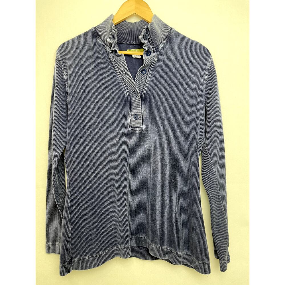 Pulp Henley Top Washed Navy Blue Womens Small